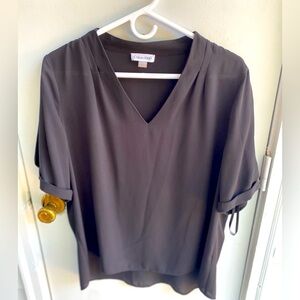 Calvin Klein Women's Black V-Neck Top